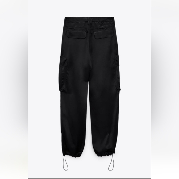 Zara Flowy Satin Cargo Pants Sz-M - Picture 8 of 15